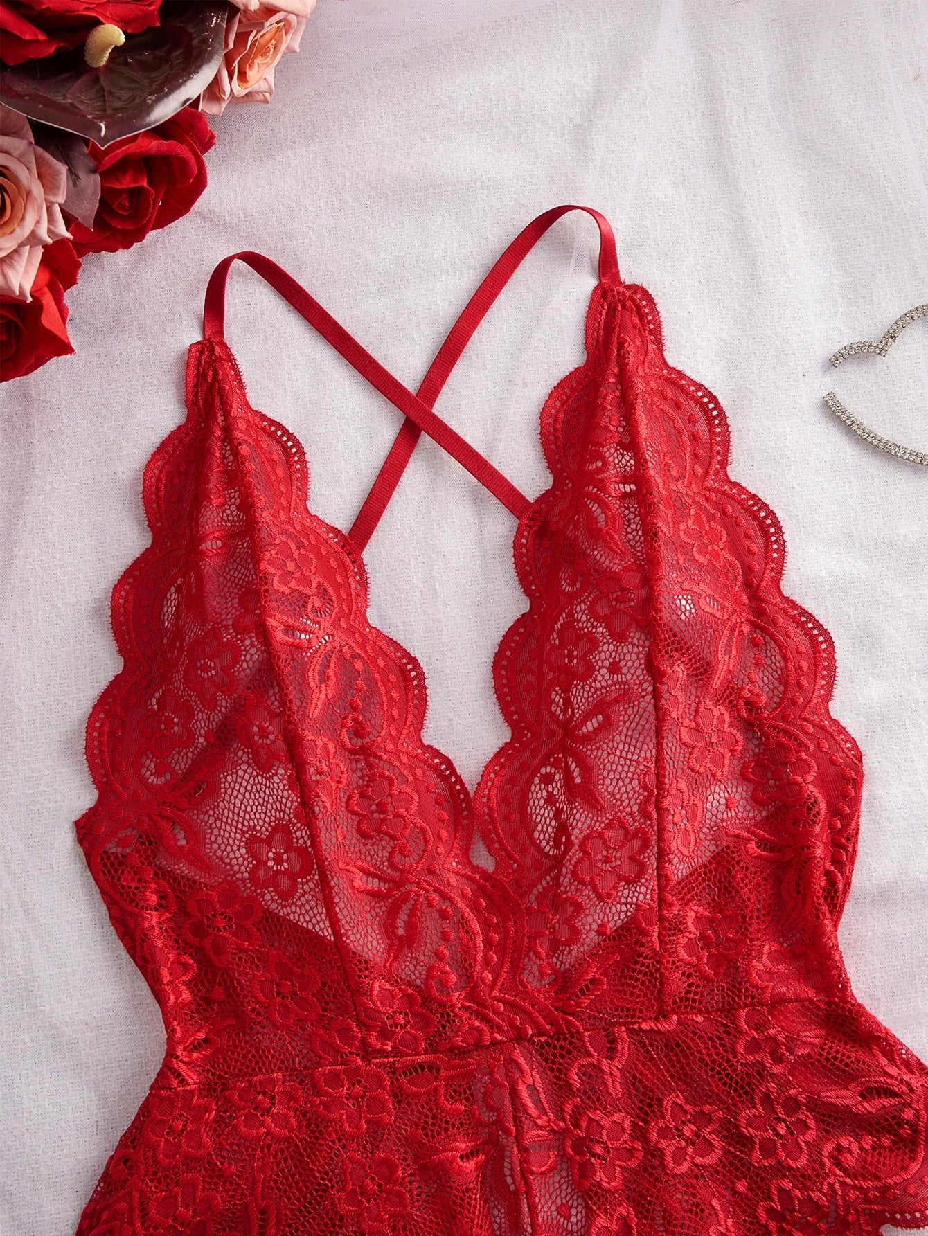 Women's Lace Bodysuit Comfortable Soft Stretch Fashion Casual One Piece Underwear Sleepwear