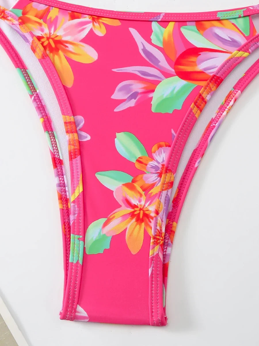 2025 Strappy Bikini Brazilian Printed Swimsuit Women Sexy Padded Swimwear Female Bathers Bathing Swimming Swim Suit Beachwear