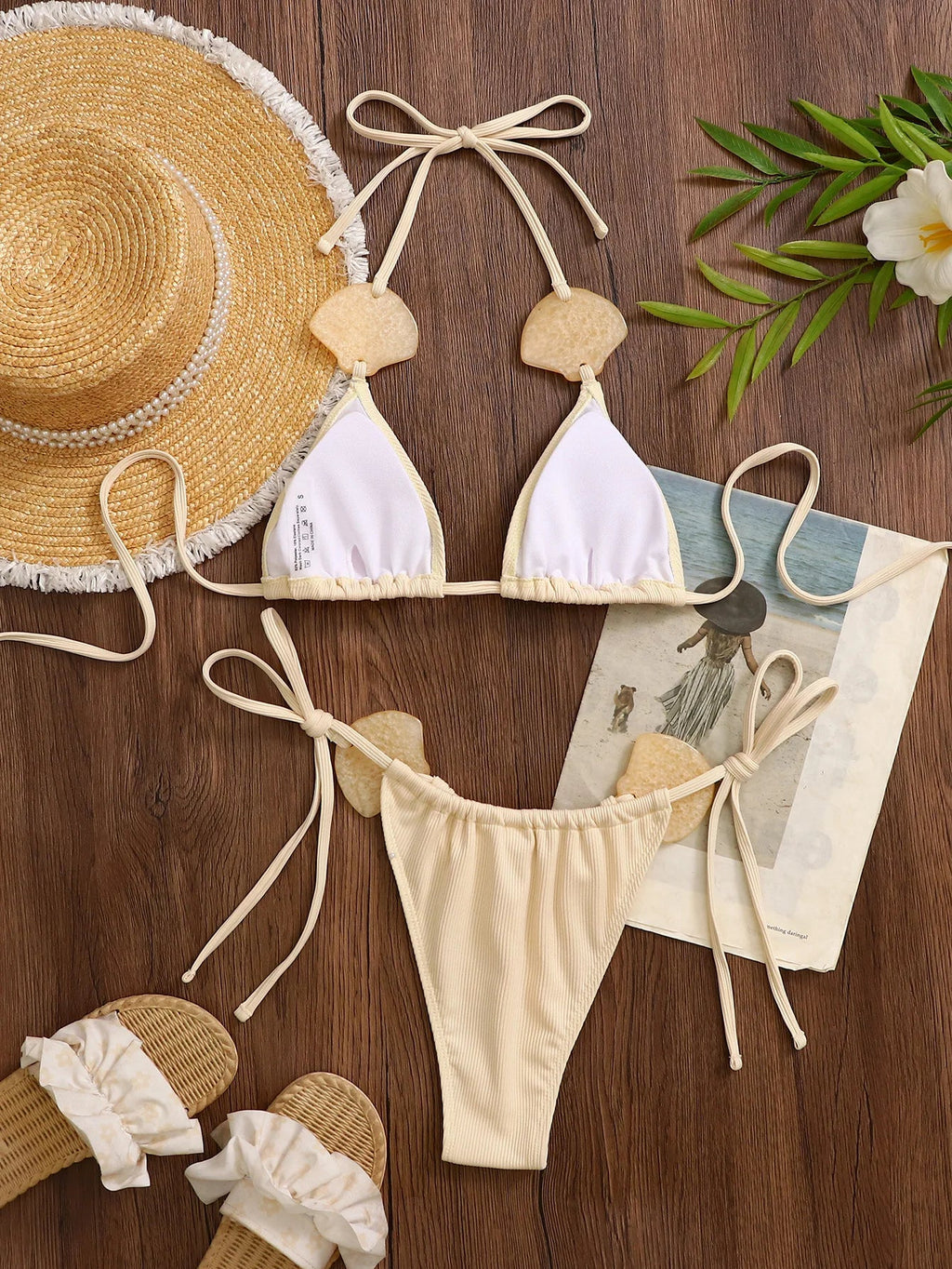 DEKA Shell Push Up Bikini Set Women Swimwear Summer Fashion Lace Bandage Bra Briefs Match Bathing Suit Holiday Beachwear