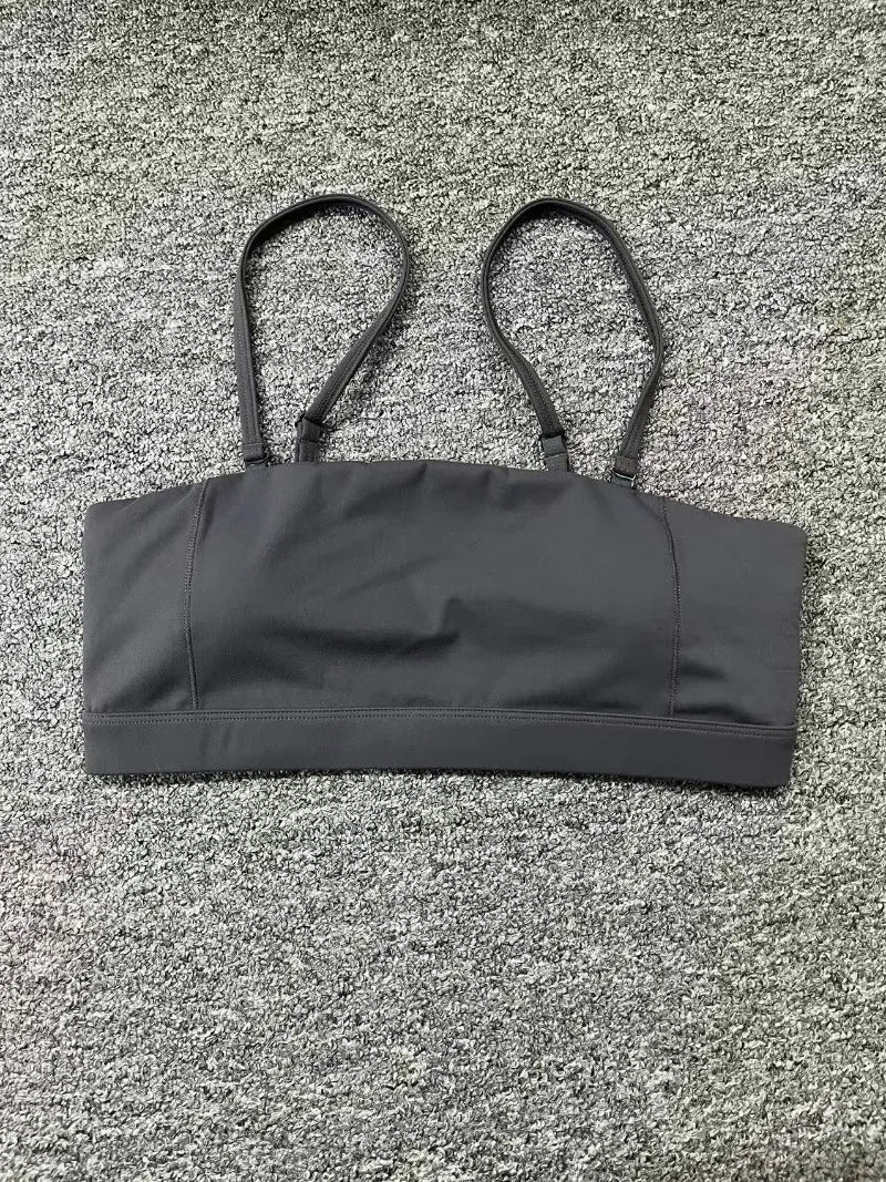 Women Yoga Bra Removable Shoulder Strap Anti-Slip Bra Wrap Chest Dual-Use Sports Yoga Wear Outside Running Fitness Top