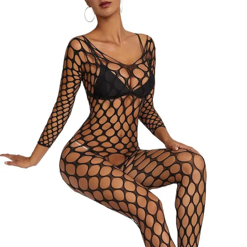 One Piece Crotchless Bodystocking For Sex Transparent Sexy Lingerie Sexiest Bodysuit Erotic Costumes Black Full Body Stockings