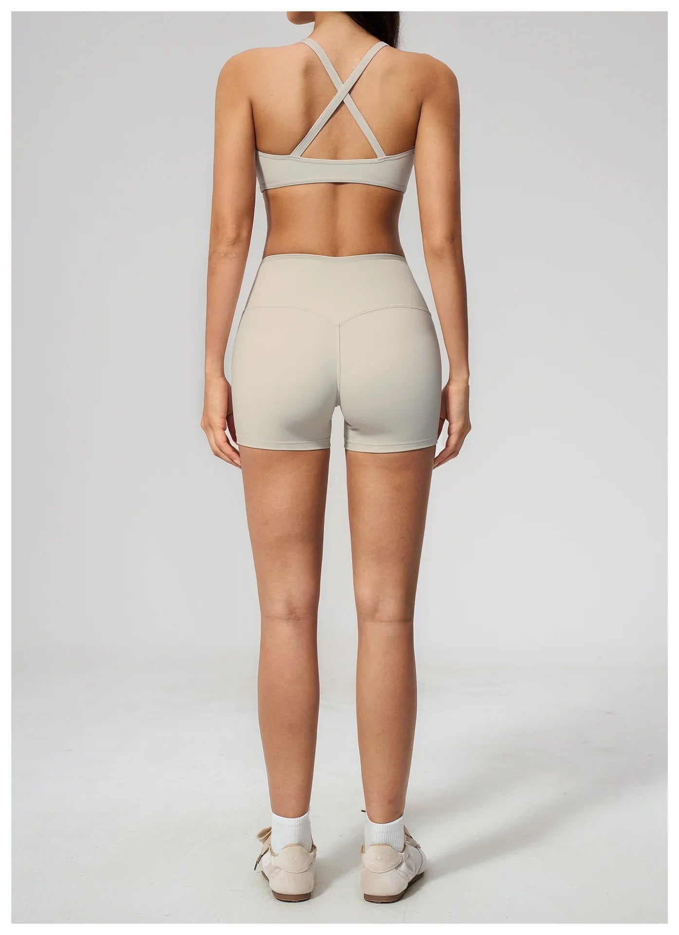 2 Piece Summer Yoga Sets for Women Hollow Back Cross Sports Bra Fitness Clothes Tight High Waist Shorts Running Workout Clothes
