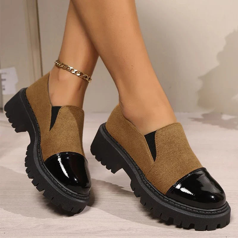 All Match Retro Leopard Loafers Shoes Women Spring Autumn Faux Suede Platform Mid Heel Pumps Woman Round Toe Casual Shoes Mejur