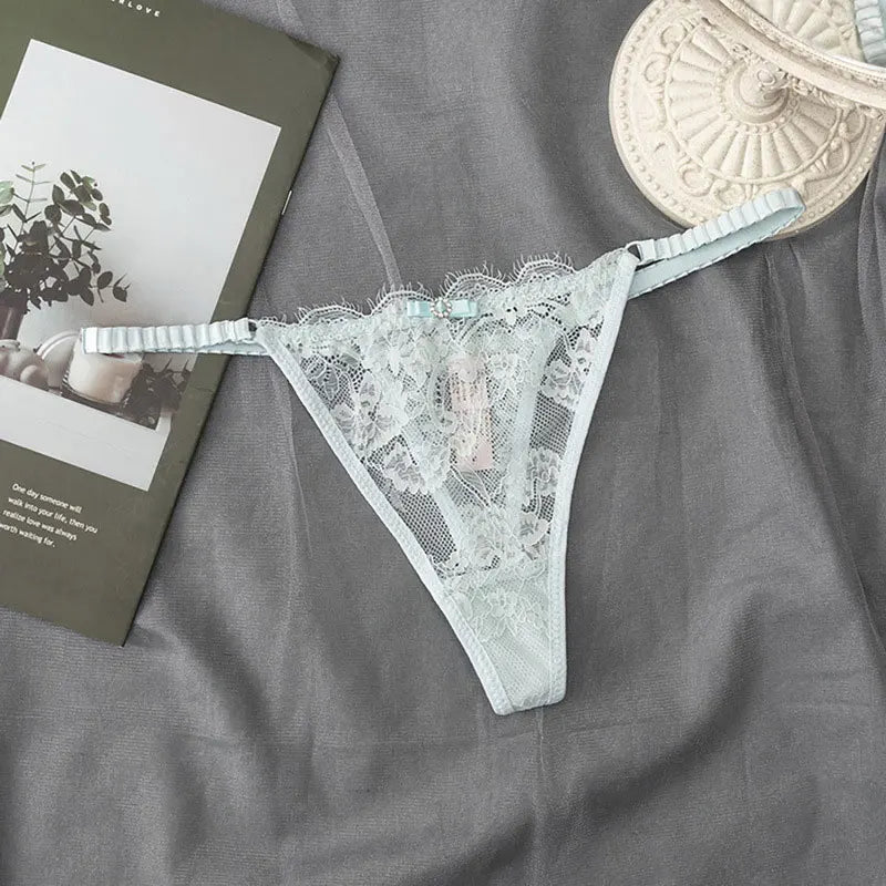 New Sexy Pink  Women's Underwear Low-Waisted Sexy Thong Attractive Breathable Women Panties Bra Rhinestone Fashion  Comfort Br