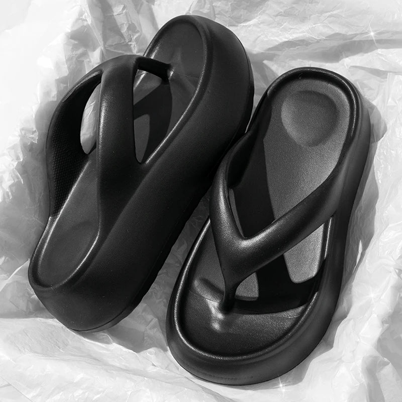 Chunky Platform Flip Flops for Women Summer 2025 Clip Toe Thick Bottom Cloud Slippers Woman Beach Non-Slip Soft Sole Flip Flops