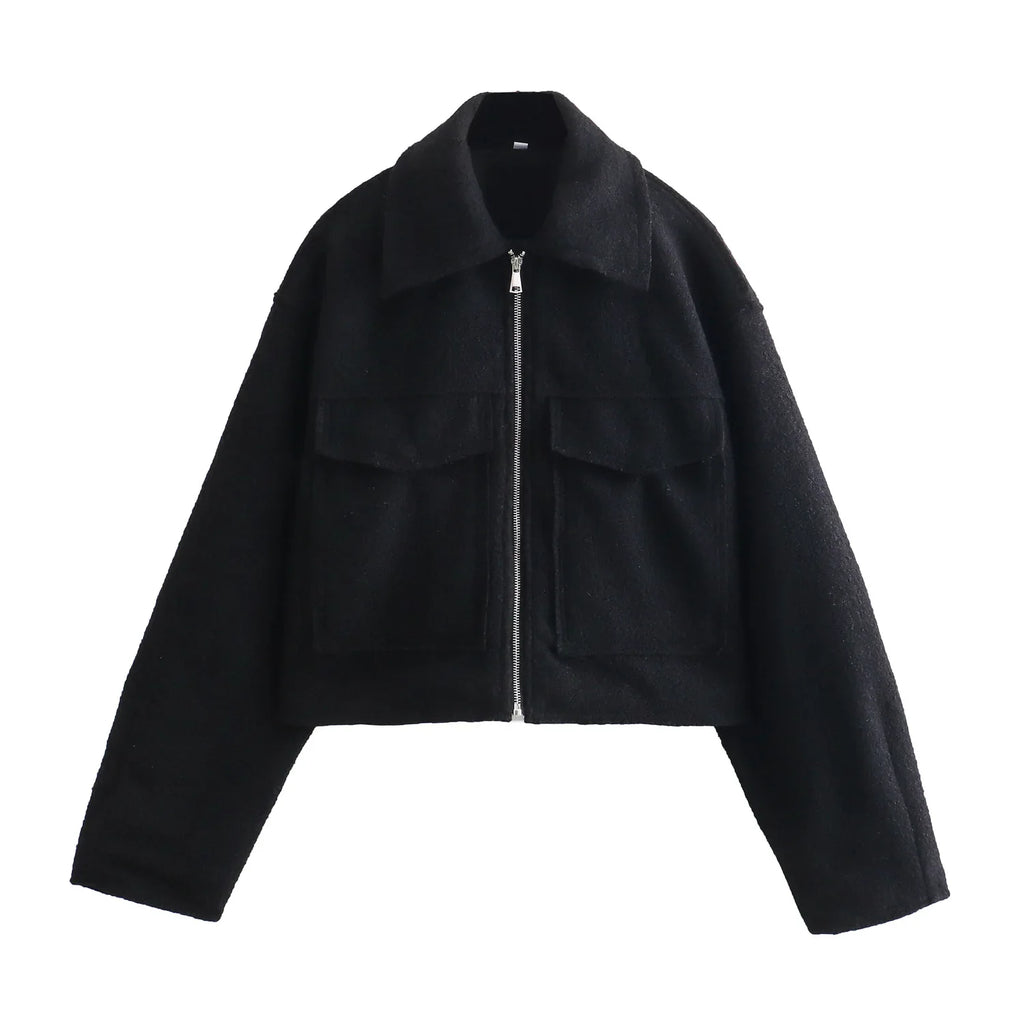 Foridol Autumn Winter Thick Burgundy Coat Jacket Women Zip Closure Turn Down Collar Short Jacket Veste Casual Angola Red Coat