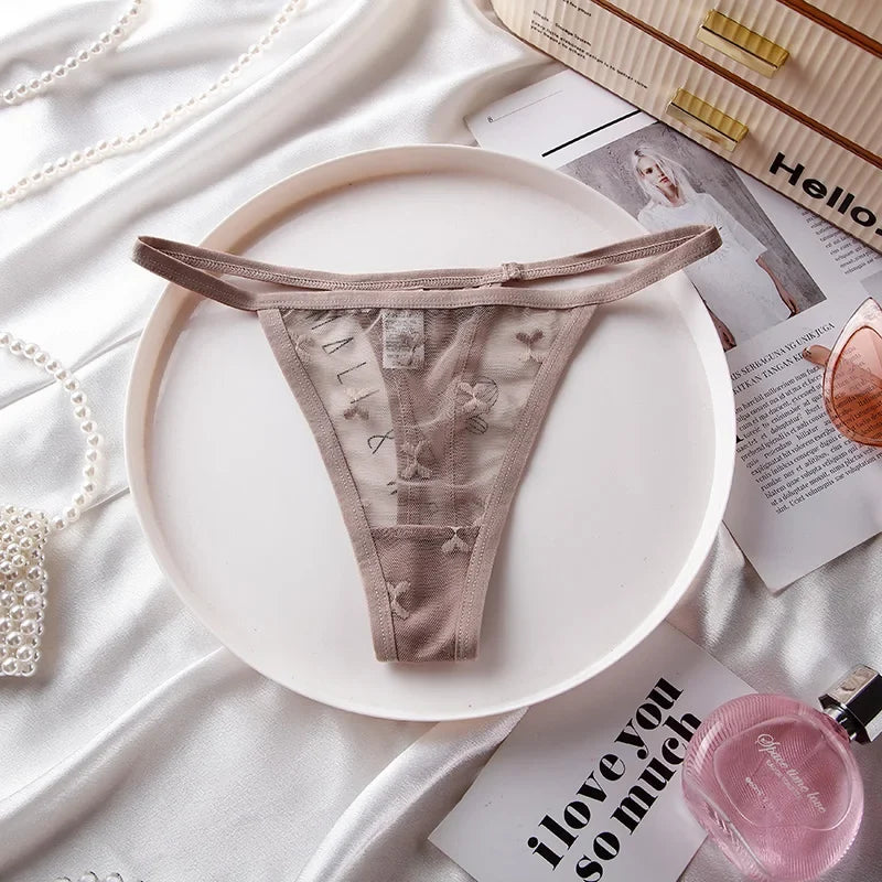 Lace Women Panties G String Sexy Thong Seamless Underwear T Back Transparent Low Waist Girls Briefs Underpants Plus Size S-XL