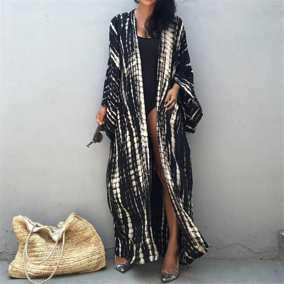 New 10 Colors Printed Long Sleeve With Belt Tunic Beach Cover Up Cover-ups Beach Dress Beach Wear Beachwear Female Women V4521