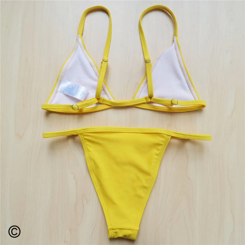 Extreme String Adjustable Strap Brazilian Bikini Female Swimsuit Women Swimwear Two-Pieces Bikini Set Bather Bathing Suit V516