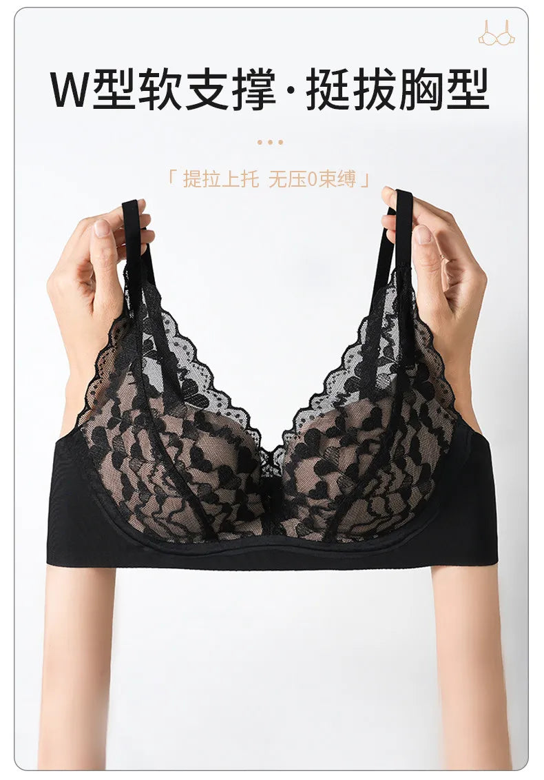 Japanese Sexy Spitze Büstenhalter ohne Bügel, Push Up für kleine Brust, Seitlich glättend, Anti-Sagging, Neu Bestseller MOYISU B