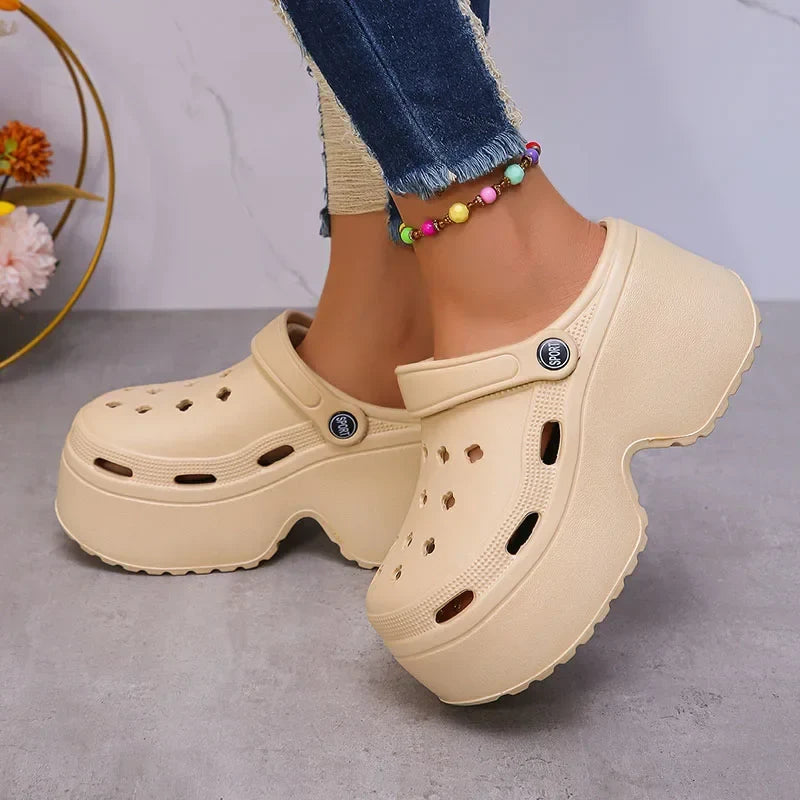 Soft Chunky Heels Sandals Women Fashion Closed Toe Platform Sandals Woman Summer Solid Color Non-Slip Beach Casual Sandalias