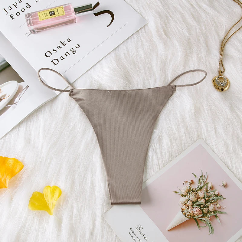 Women Panties G String Sexy Thong Seamless Underwear Ice Silk T Back Butterfly Briefs Girls Low Waist Lingerie Plus Size S-XL