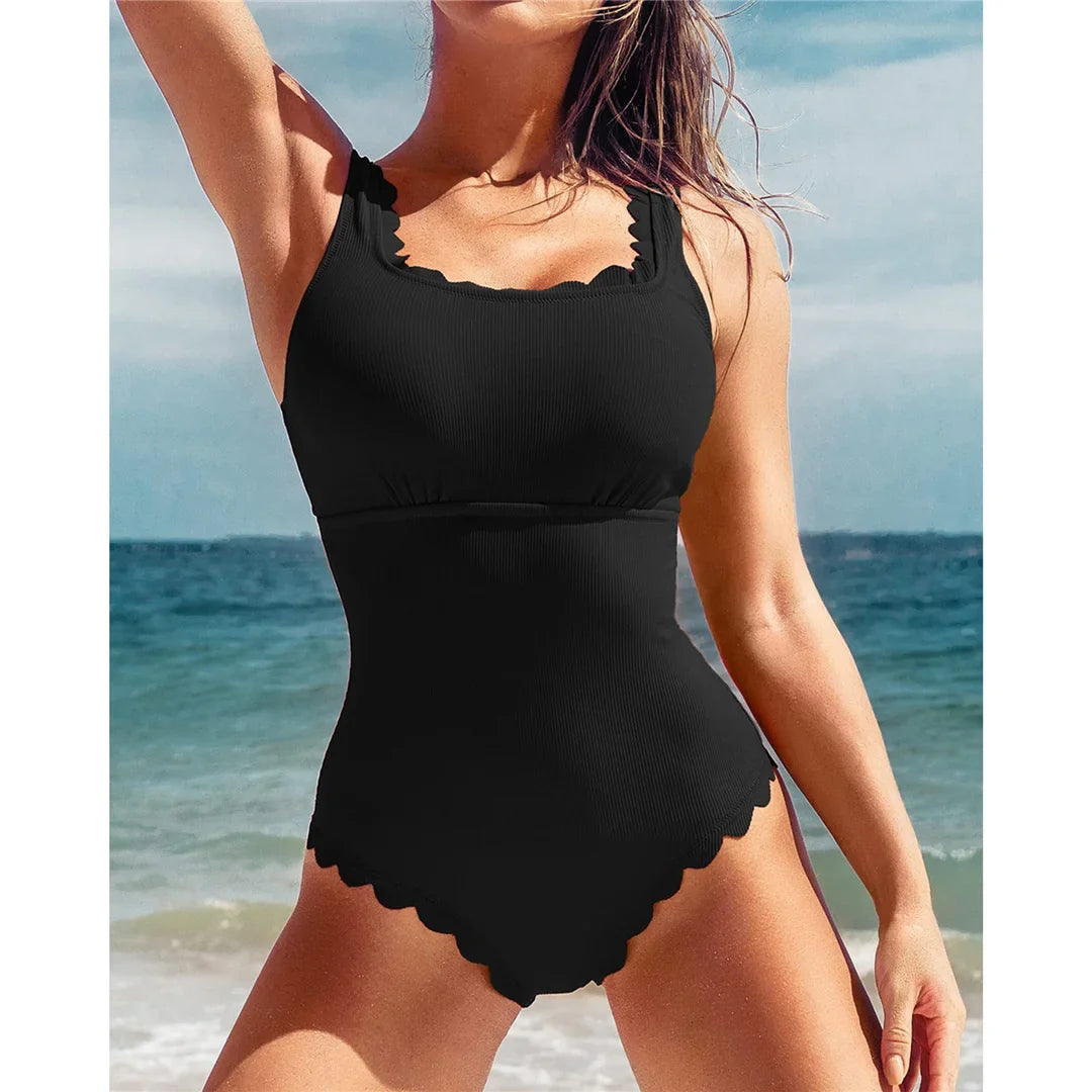S - XXL 11 Colors Ribbed Frilled Women Swimwear One Piece Swimsuit Female Backless High Leg Cut Bather Bathing Suit Swim K7097