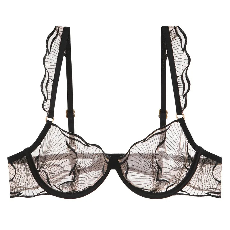 Summer French Minimizer Bra Beachwear Large Bust Pure Embroidery Lace Ultra Thin Plate Size Light Support Wirefree AU MOYISU