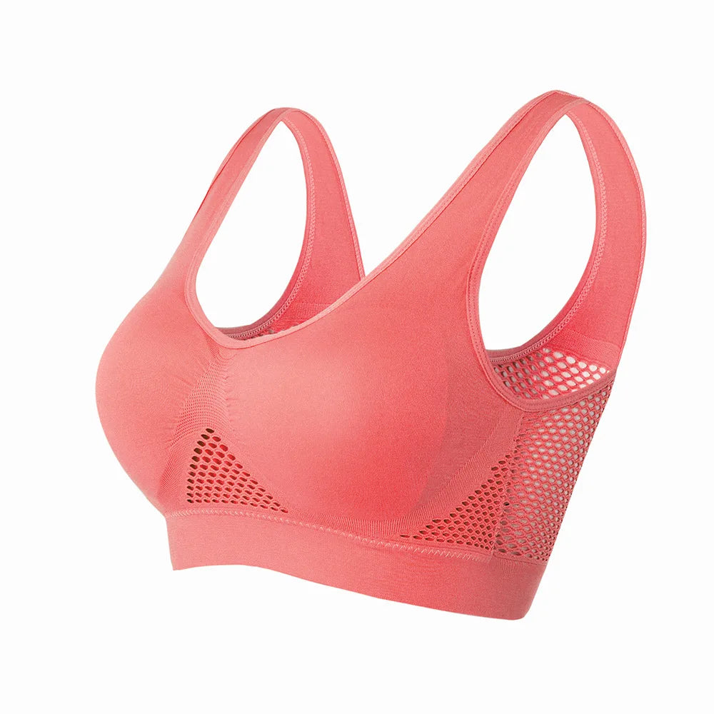 M-6XL Women Hollow Out Fitness Yoga Sports Bra For Running Gym Padded push up Seamless Top Athletic Vest brassiere