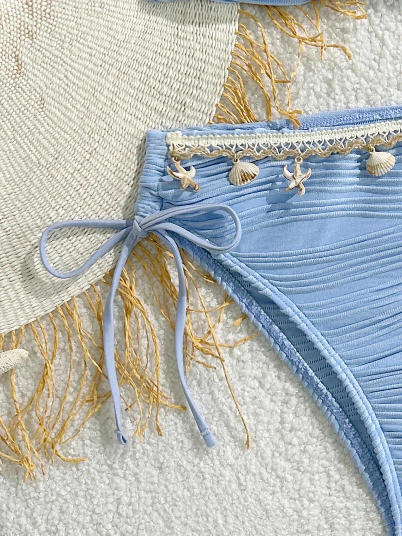 XS - XL Wrinkled Shells Bandeau Bikini Women Swimwear Female Swimsuit Two-pieces Bikini Set Bather Bathing Suit Swim Beachwear