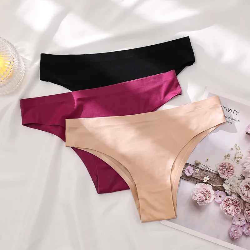 Ice Silk Thong Sexy Women Panties Seamless G String Briefs T Back for Girls Underwear Temptation Ladies Underpants Size M-XXL