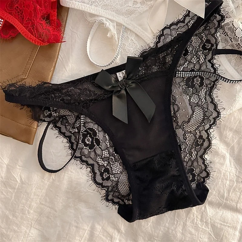 Girls Sexy G String Lace Panties Women Rhinestones Underwear Briefs Hollow Out Thong Transparent Lingerie Intimates