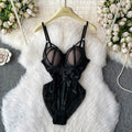 MOYISU Sexy Instagram Viral Bodysuit Women Pure & Sexy Sheer Mesh Halter Push Up Pads Summer Lingerie Euro Style Hot Sale SG