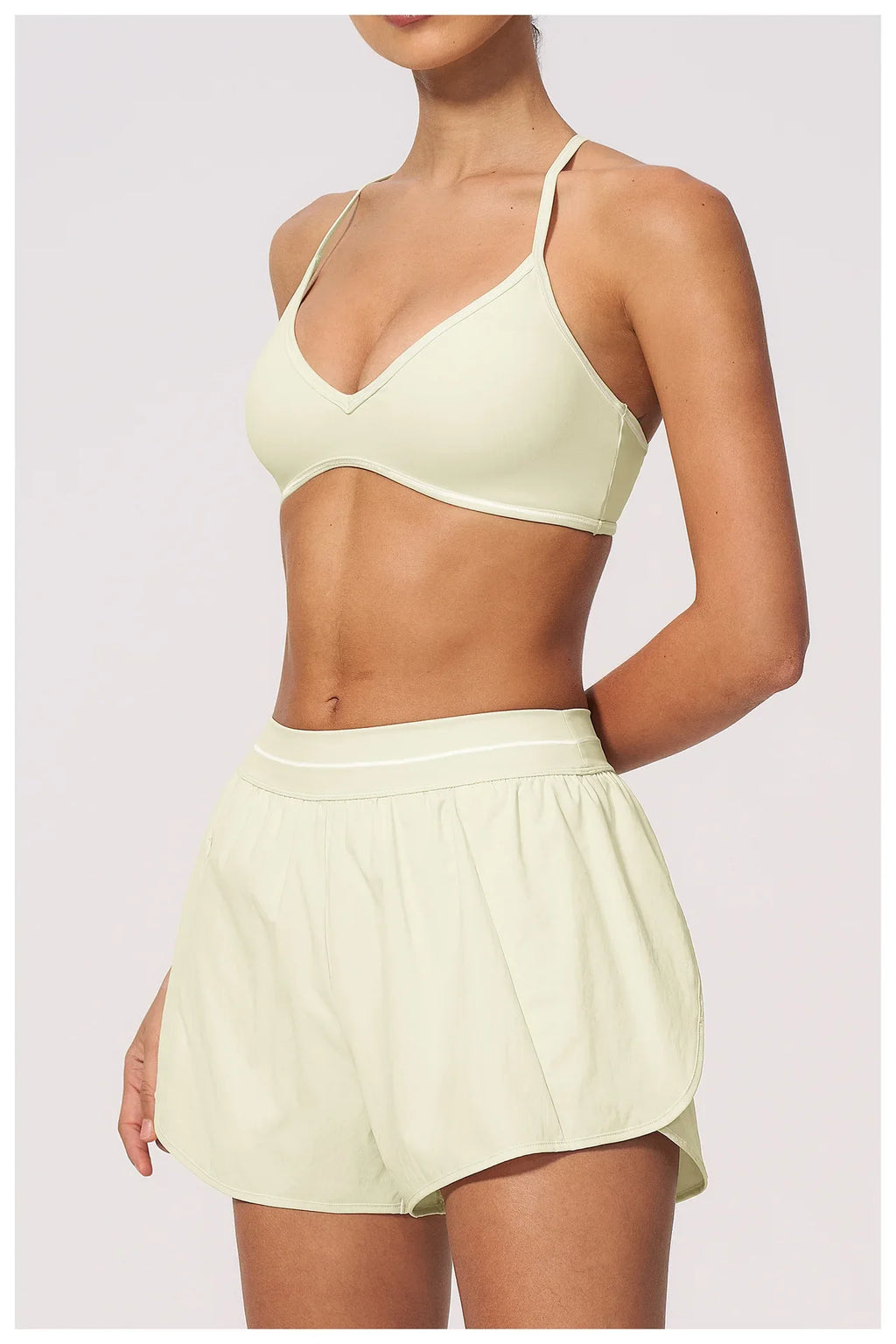 New Brushed Sports Shorts Women High Waist Fake Two Pieces of Anti Glare Shorts Leggings Casual Loose Pocket Fitness Sportwear