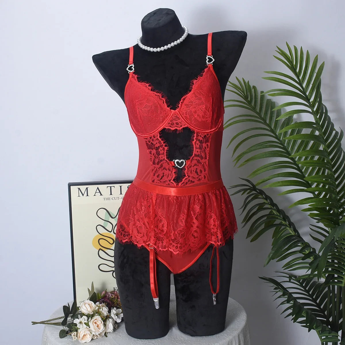 Bra Set Floral Exotic Sheer Lace Sexy Lingerie For Woman Transparent Porno Sexual Clothing Babydoll Teddy Dress Sexiest Nighties