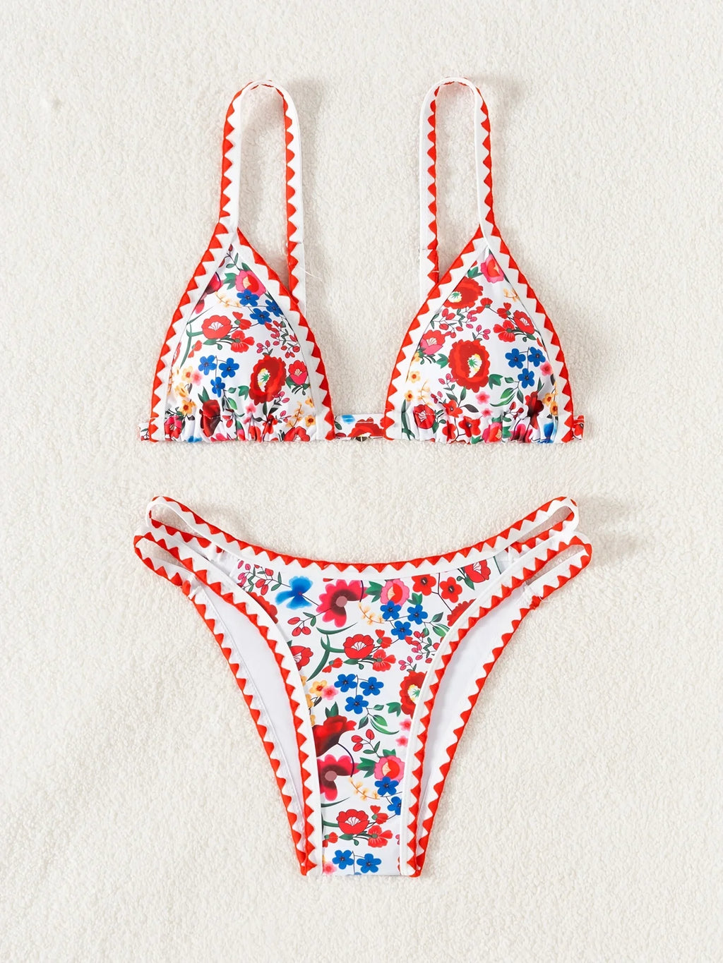 ZTVitality Sexy Floral Print Whip Stitch Bikini Set 2025 New Arrival Padded Bra Push Up Swimsuit Women's Swimwear Summer Biquini