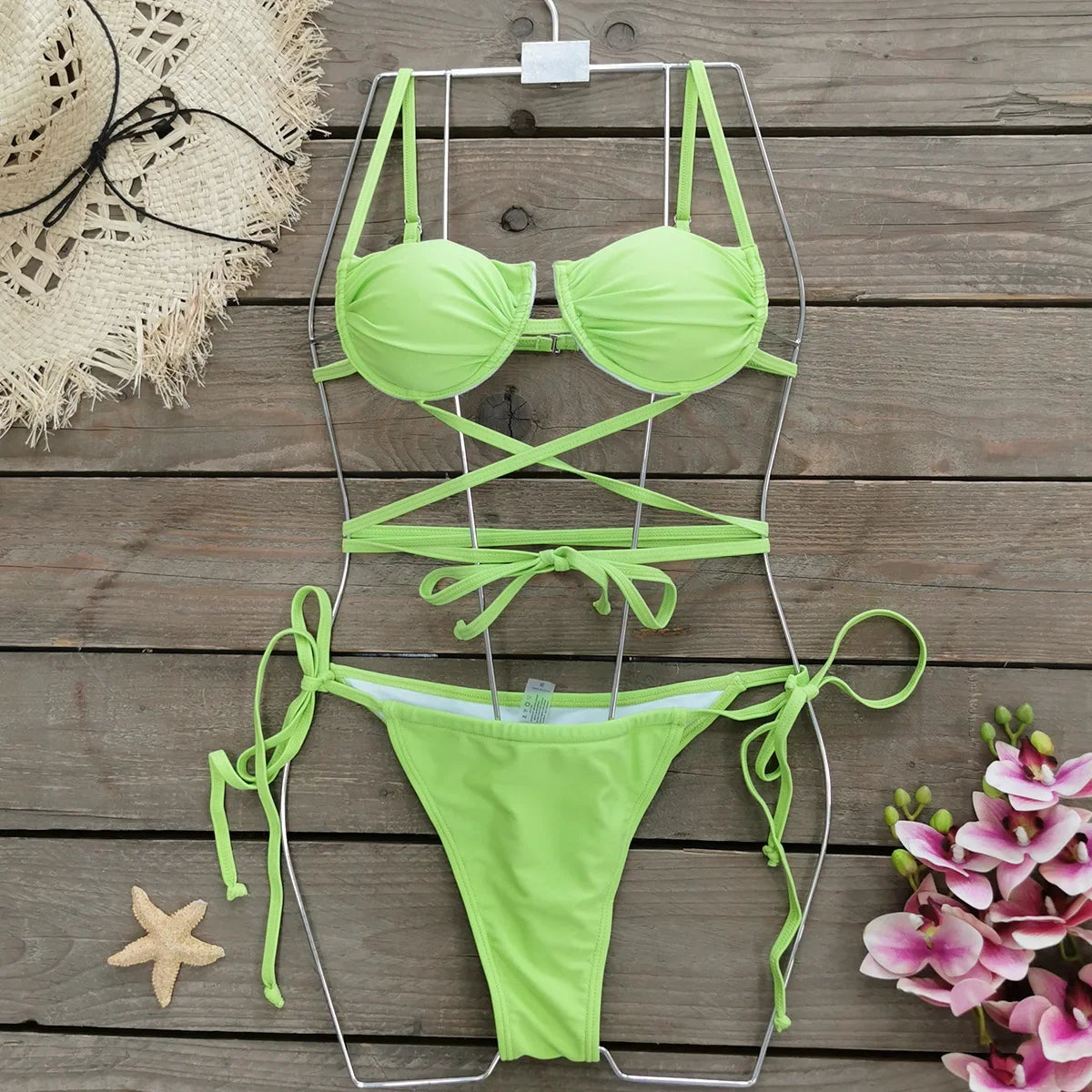 2024 Sexy Pleats Bikinis Set Micro Bikini Women Halter Swimwear High Cut Swimsuit Brazilian Biquini Beachwear Bathing Suit