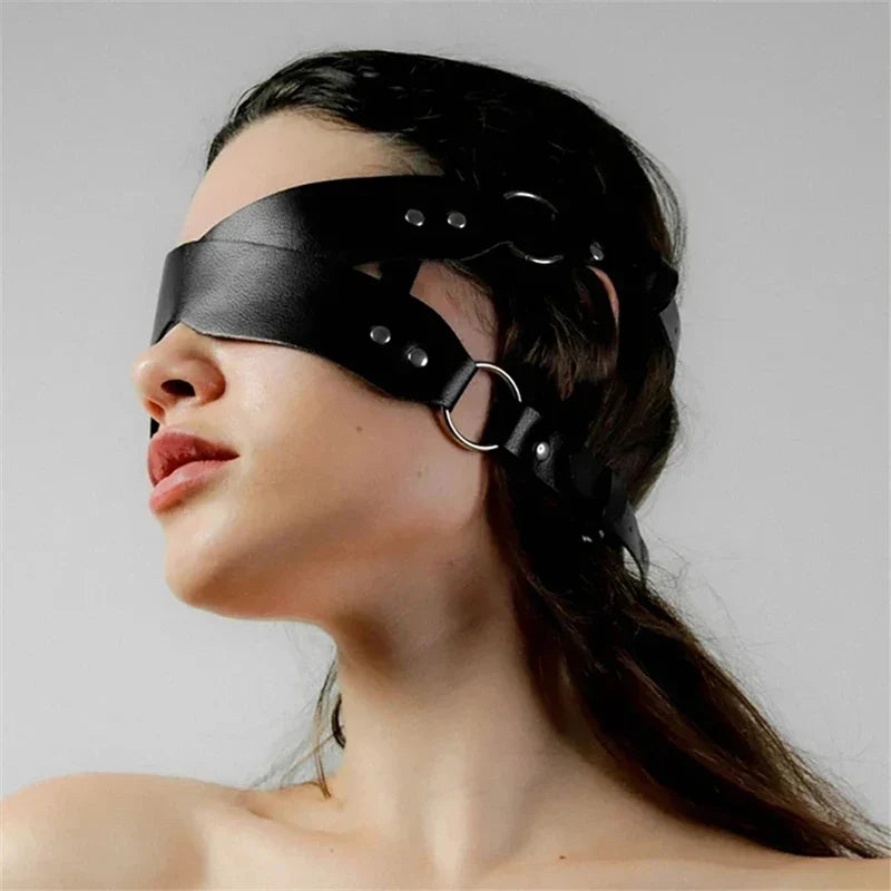 Solid Color Leather Mask Anime Glasses Women'sexy Accessories Exotic Style Adjustable Masks PU Blindfold Game For Adult Couples