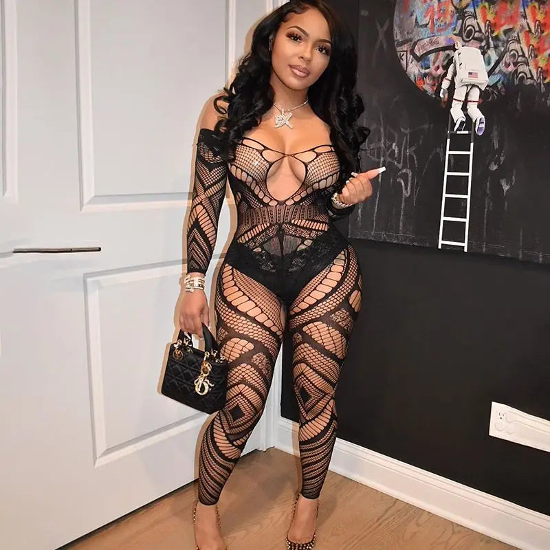 Crotchless Sex Bodysuits Transparent Bodystocking Hollow Bold Body Suit Backless Pantyhose Erotic Costumes Sexy Fishnet Lingerie