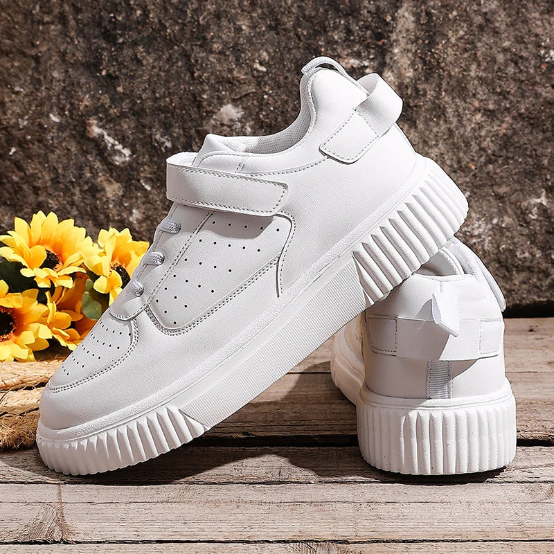 Plus Size 43 Breathable Platform Sneakers Women White Lace Up Thick Bottom Vulcanized Shoes Woman Hook Loop Non Slip Sport Shoes