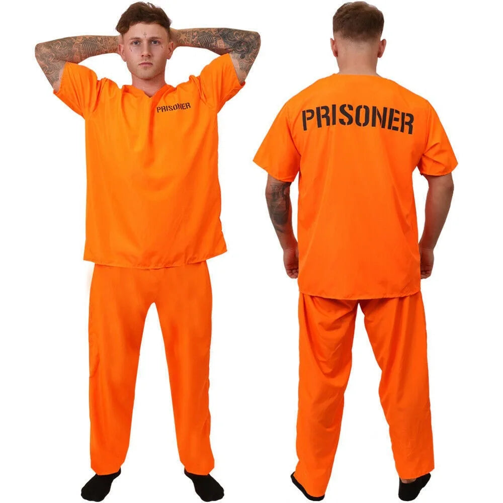 Halloween prison uniforms, prisoner costumes, children's orange prison uniforms for masquerades, black and white striped prisone