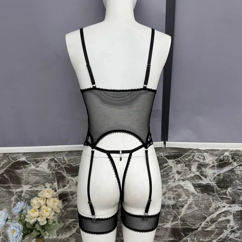 Toucheart Christmas Erotic Lingerie Seductive Embroidery Mesh Women See-through Body Shaping Sexy Pure Desire Hot Underwear Set
