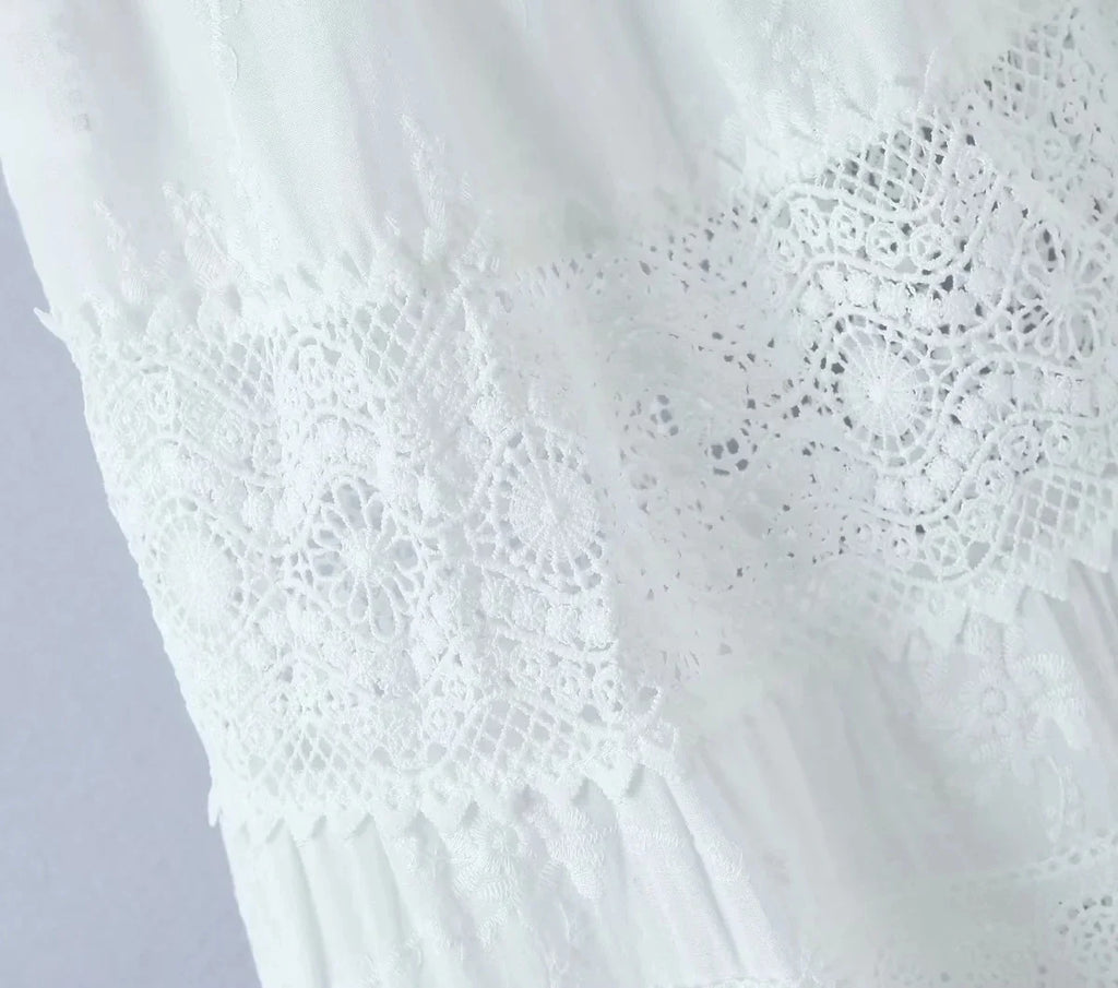 Lace Skirt Set Dress Summer Women Beach Holiday Sexy Cotton Matching Set Outfits Spring White 2 Pcs Vestidos Female Set 2025