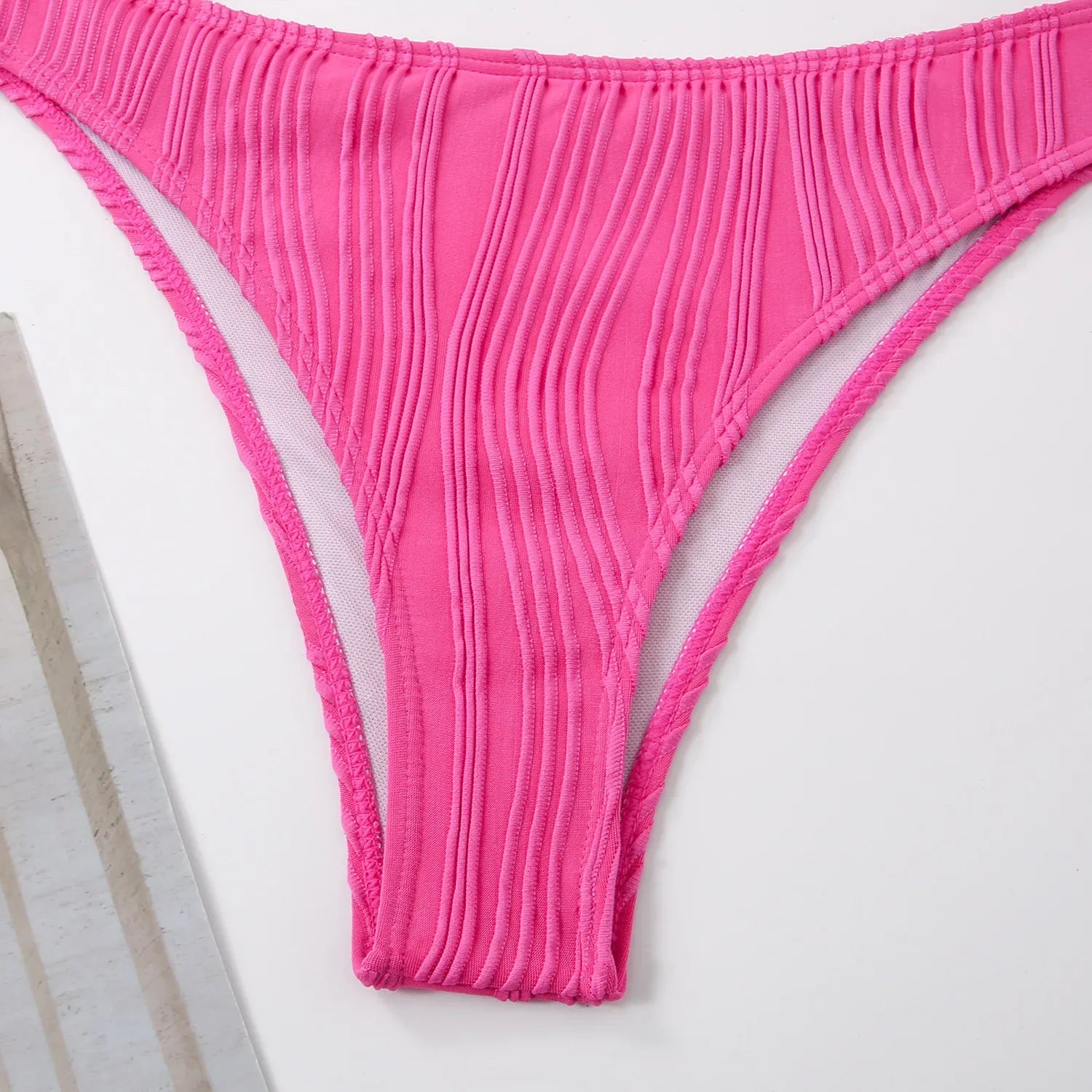 Wrinkled Crinkled Cross Back Bikini Women Swimwear Female Swimsuit Two-pieces Bikini Set High Cut Bathing Suit Swim Beach Wear