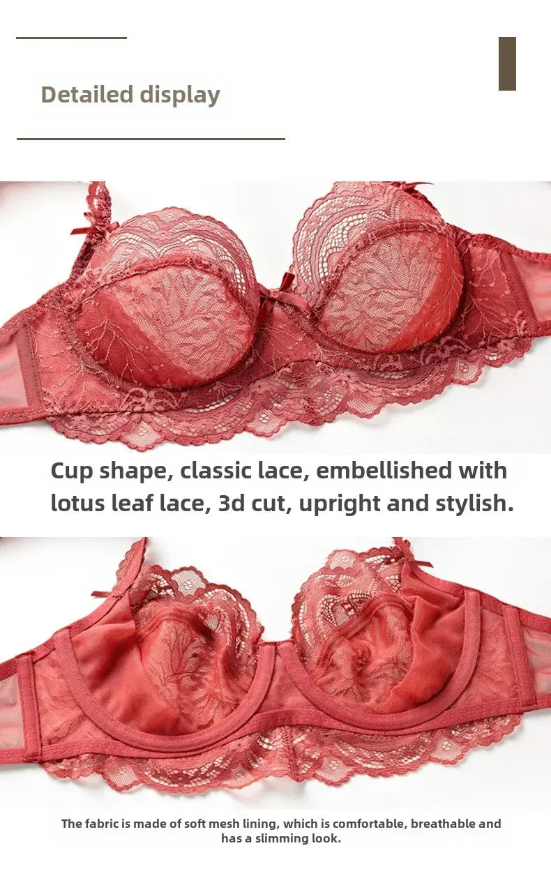 MOYISU 2026 French Lace Bralette Set | A-G Cups Adjustable Lift | Anti-Sag Slimming Bra | Sheer Allure Wire-Free Summer