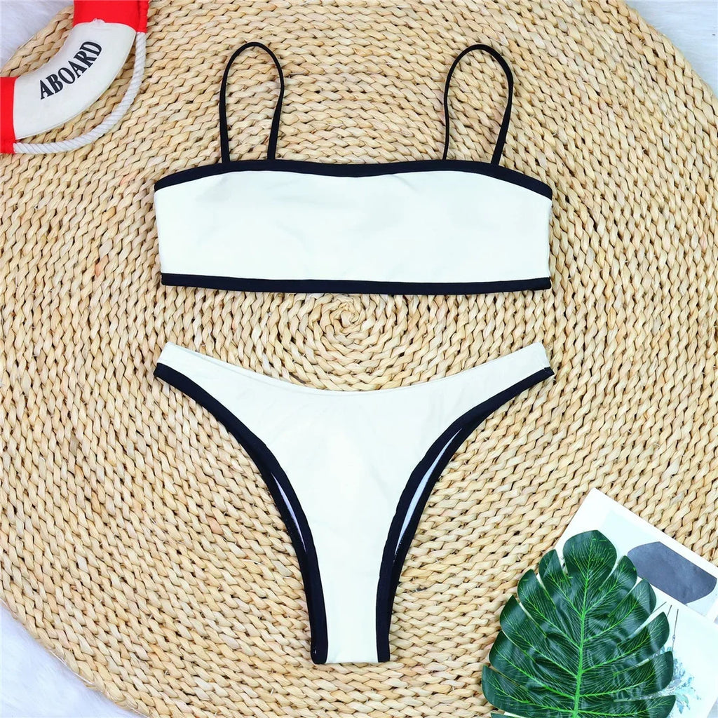Sexy High Cut Leg Brazilian Bikini Women Swimwear Female Swimsuit Two-Pieces Bikini Set Padded Bather Bathing Suit Swim V8316