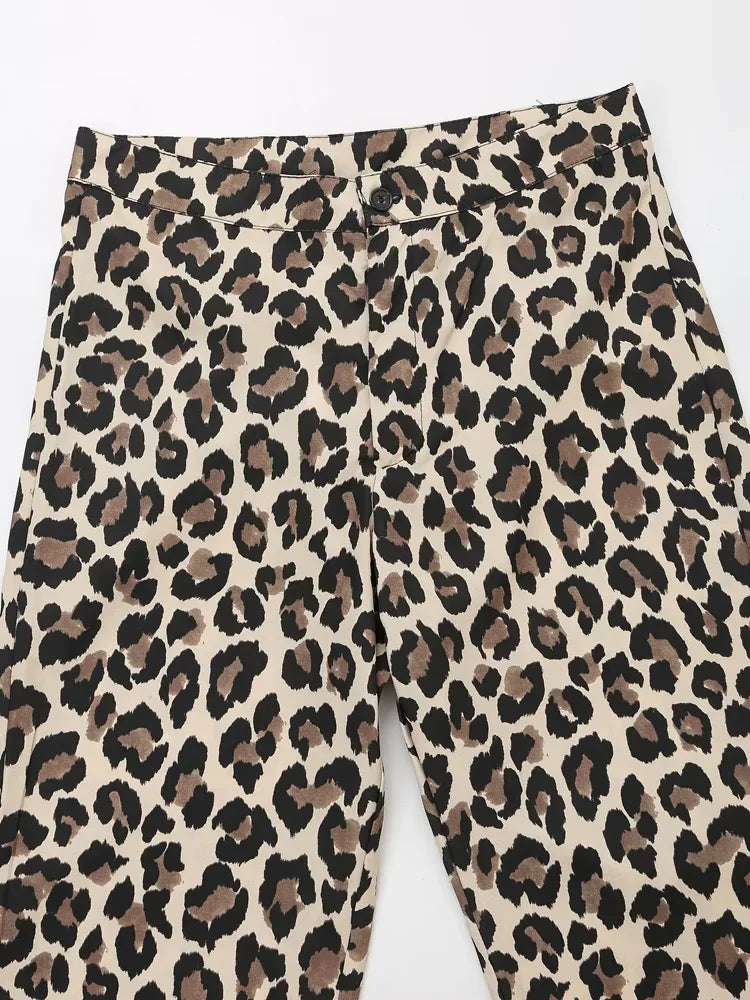 Foridol Leopard Print Wide Leg Long Pants Women Spring Summer Straight Fashion New Pants Zip Casual Female Pantalones 2025