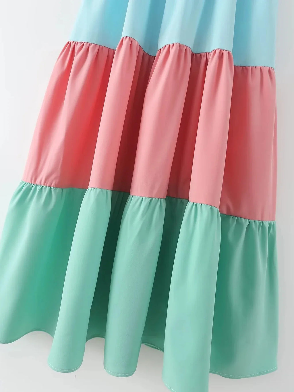 Foridol Multicolor Patchwork V Neck Sundress Smocked Strap Sleeveless A-line Female Midi Casual Summer Women Vestidos 2025