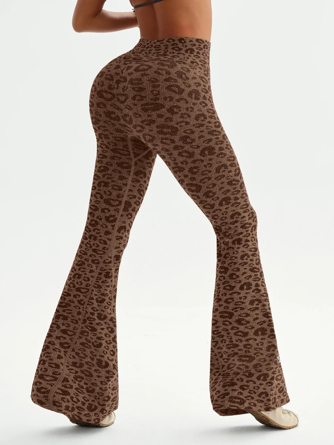 Seamless High-Waisted Flare Pants Autumn Winter Women Trousers Yoga Clothes Stretchy GYM Flare Leg Tummy Control Slim-Fit Pants