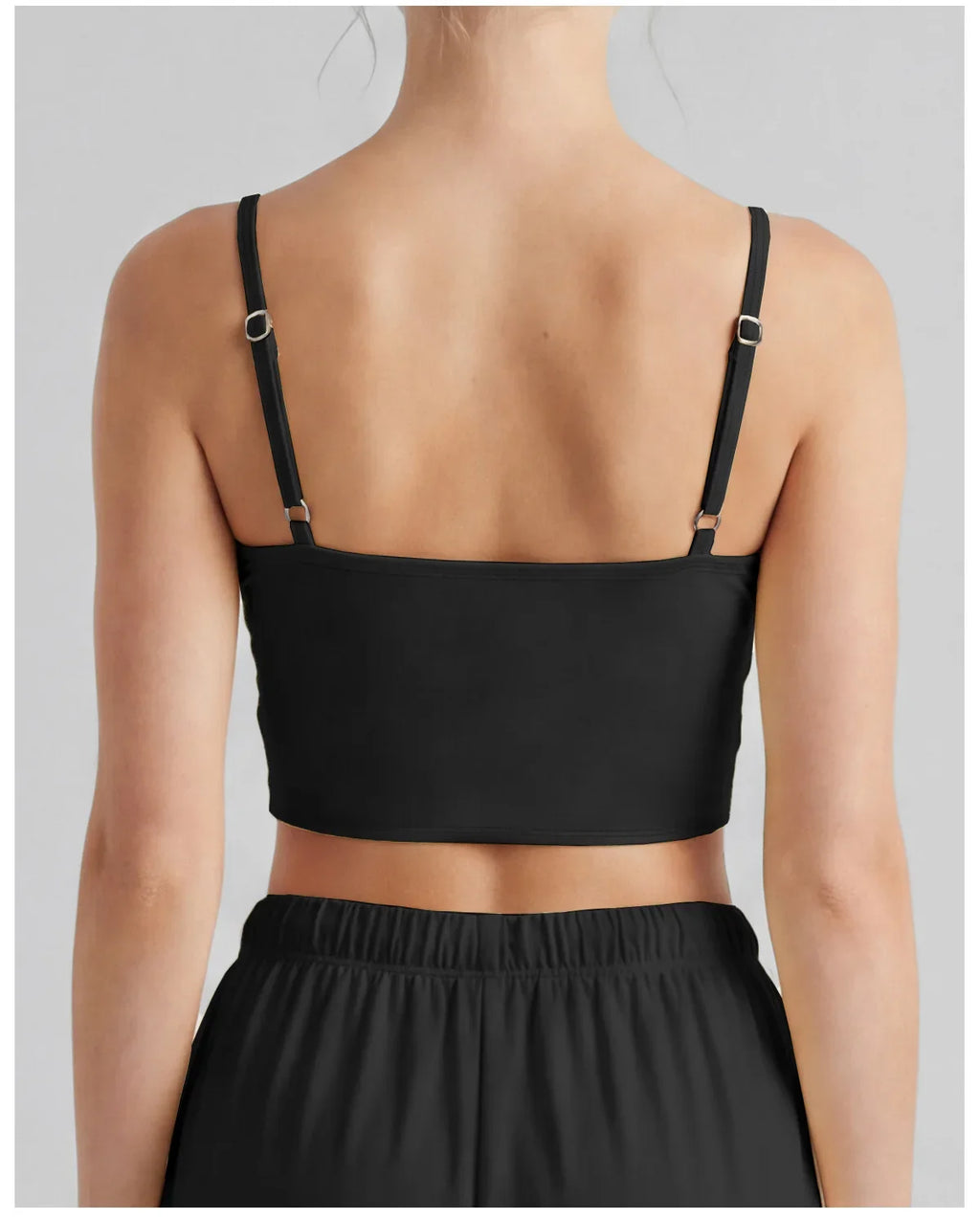 Color-block Fake Two-piece Yoga T Shirts Women Thin Straps Bow Padded Slim Sports Camisole Gym Running Training Fitness Tank Top
