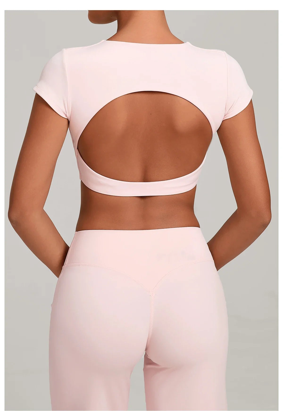 No Padded Women's Yoga T-shirt Short Sleeves Bra Backless Fitness Top Beautiful Back Gym Clothes Form-fitting Running Tee