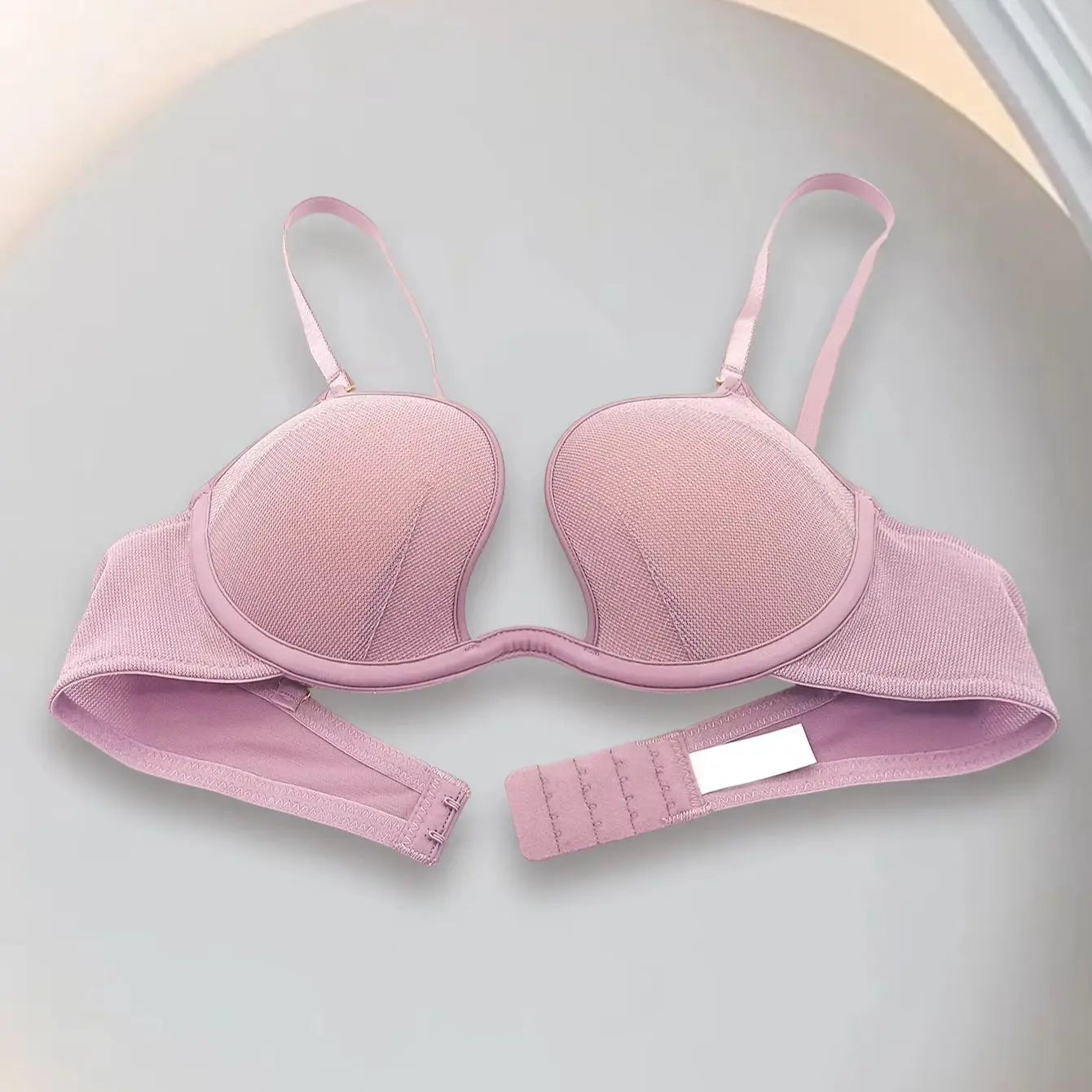 Purple deep V gather top bra women's big bust show small soft underwire bra sexy mesh bra
