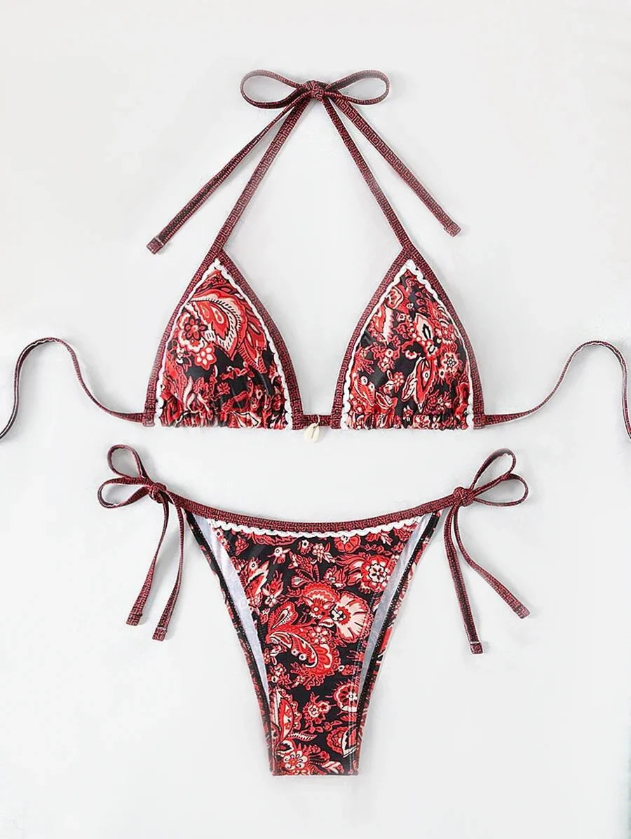 2026 Halter String Triangle Two Piece Bikini Women Swimwear Female Swimsuit Bathers Bathing Swimming Suit Beachwear Summer