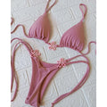 2025 Halter Bikinis Women Swimsuit New Sexy Swimwear Floral Brazilian Bikini Set Micro Biquini Female Cute Solid Beachwear