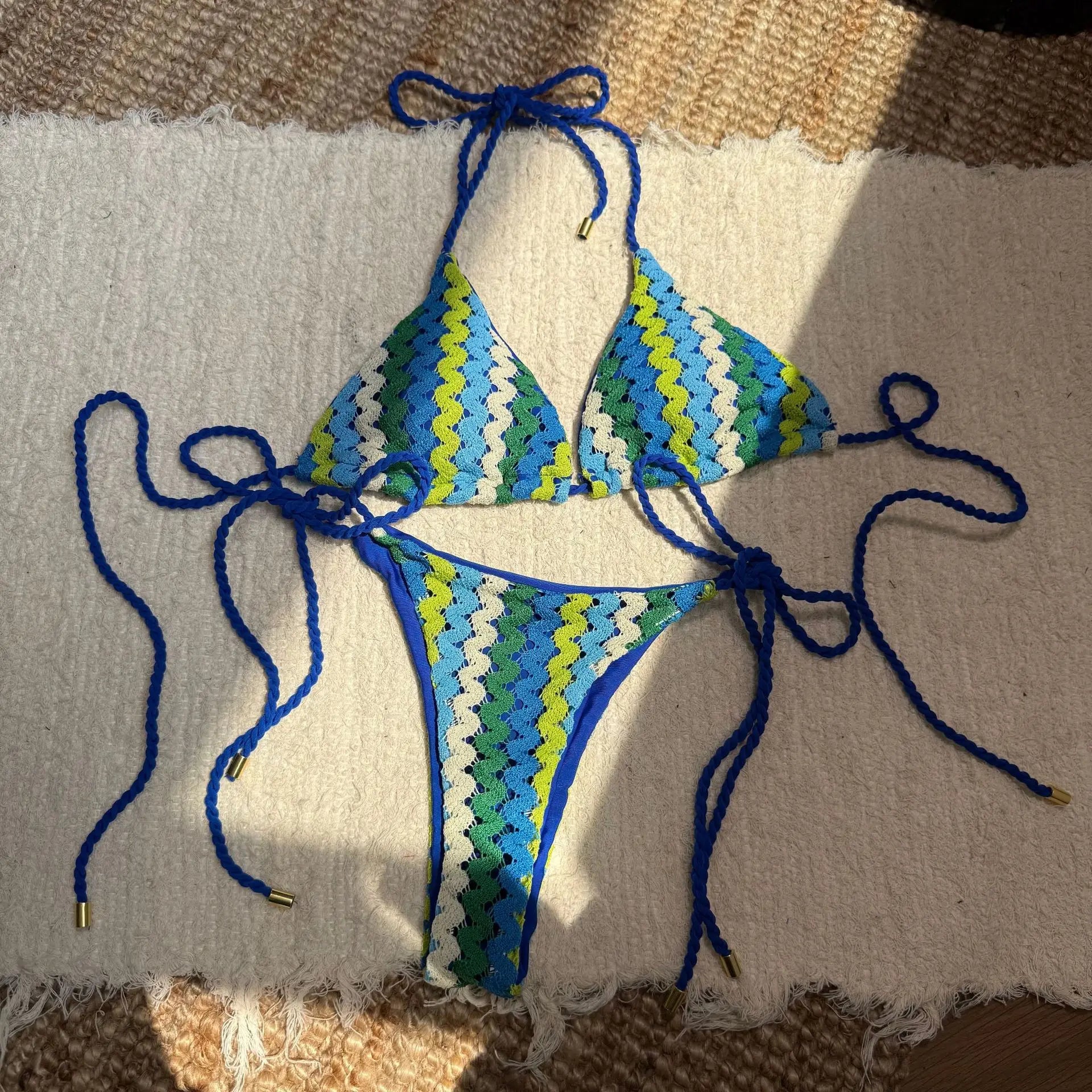 Contrast Mesh Halter Brazilian Bikini Women Swimwear Female Swimsuit Two-pieces Bikini set High Cut Bather Bathing Suit Swim