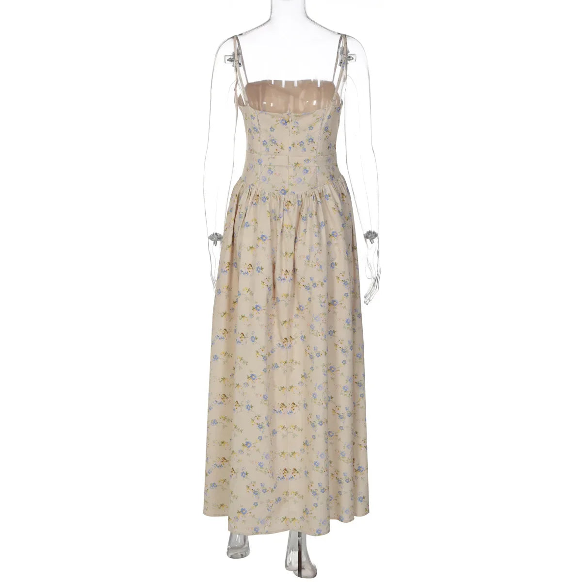 FDYOUI 2026 Summer Spaghetti Strap A-line Floral Vacation Dress for Women Elegant High Waist Tunics Long Party Evening Dresses