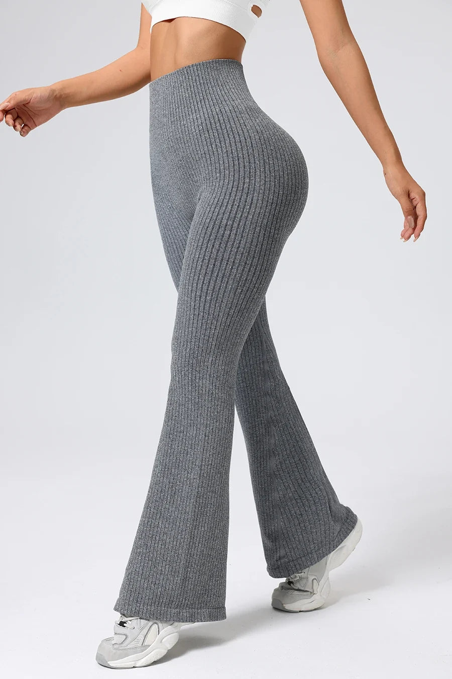 Seamless High-Waisted Flare Pants Autumn Winter Women Trousers Yoga Clothes Stretchy GYM Flare Leg Tummy Control Slim-Fit Pants