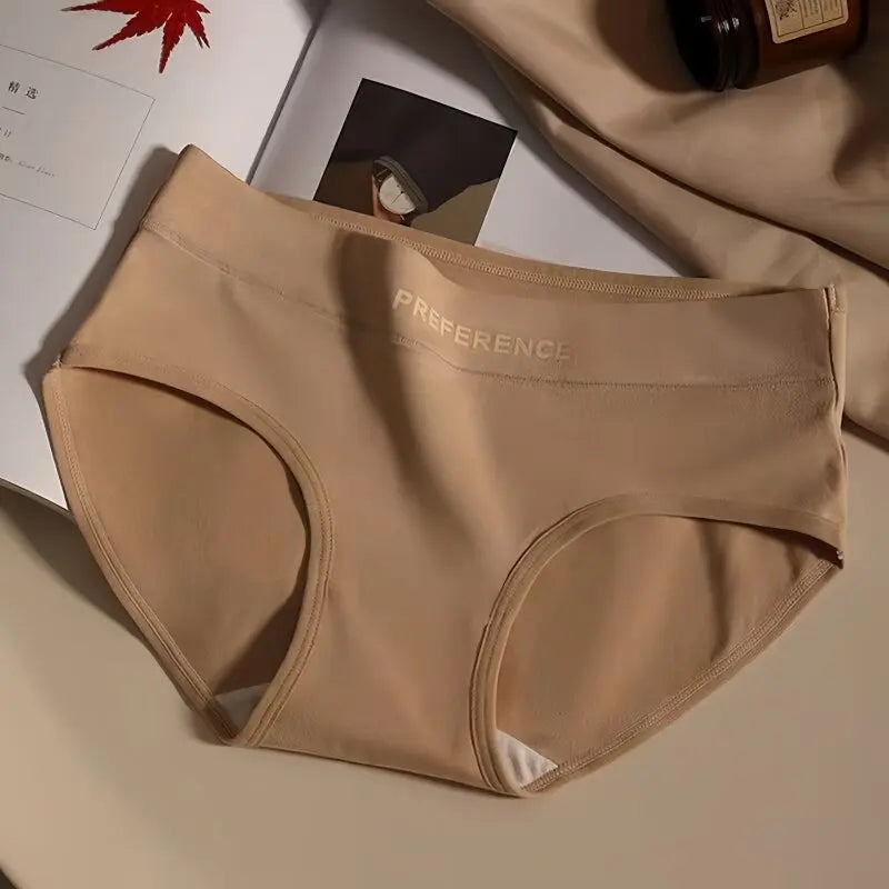 3Pcs/Set Women Soft Cotton Panties Mid Waist Briefs in Warm Tan Minimalist Intimates Breathable Stretch Underwear Size M-2XL