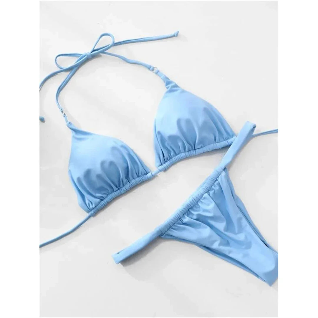 Sexy Wrinkled High Cut Thong Bikini Women Swimwear Female Swimsuit Two-Pieces Bikini Set Bather Bathing Suit Swim Lady V4010C