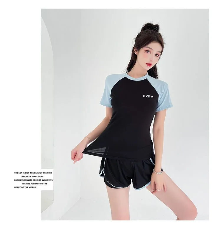 Swimsuit Women's Two-piece Split Sports Style Student Conservative Cover Belly Slimming Hot Spring Ins Style Plus Size  Swimsuit